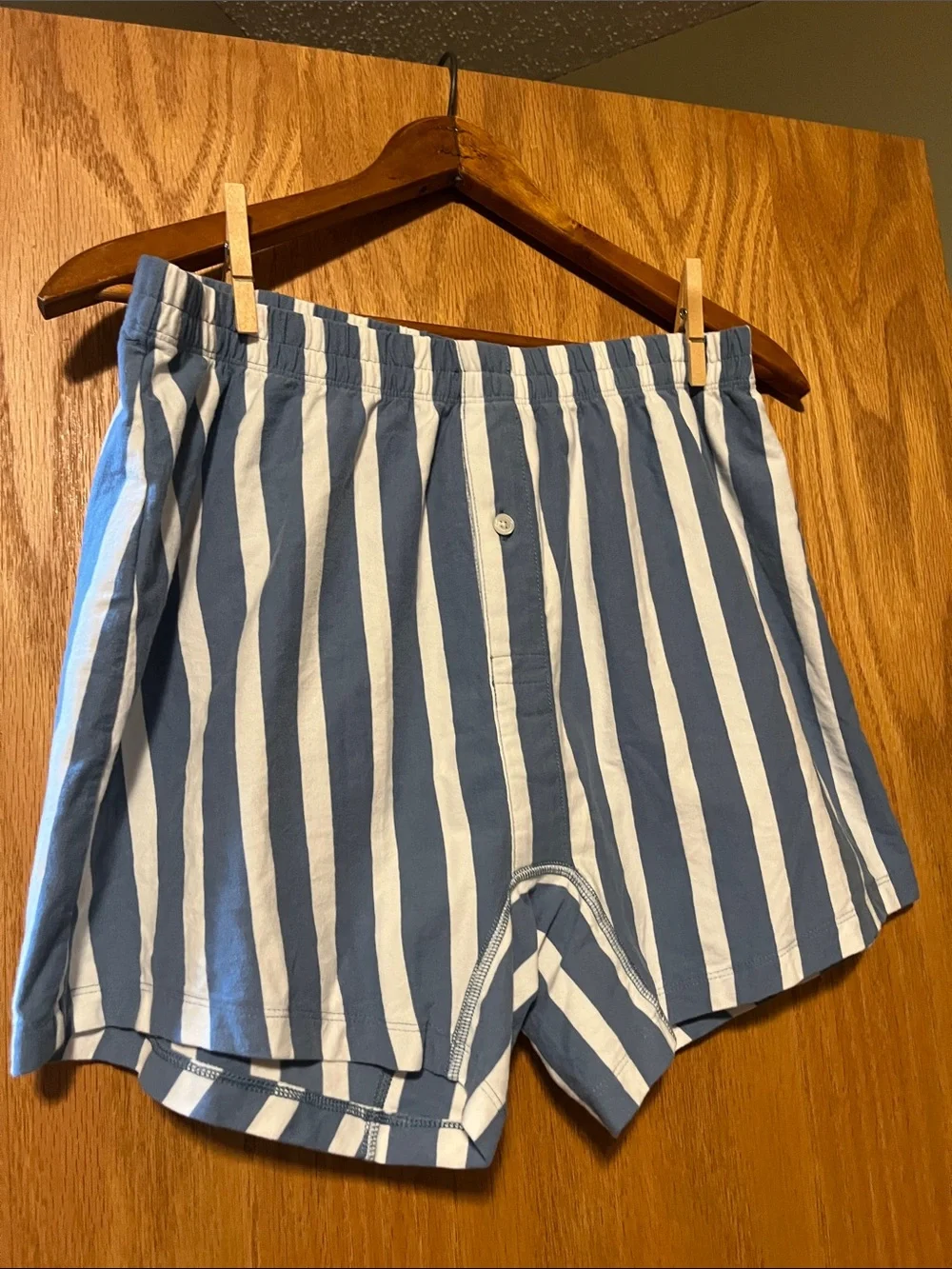 J. Crew Blue and White Vertical Stripe Cotton Boxers